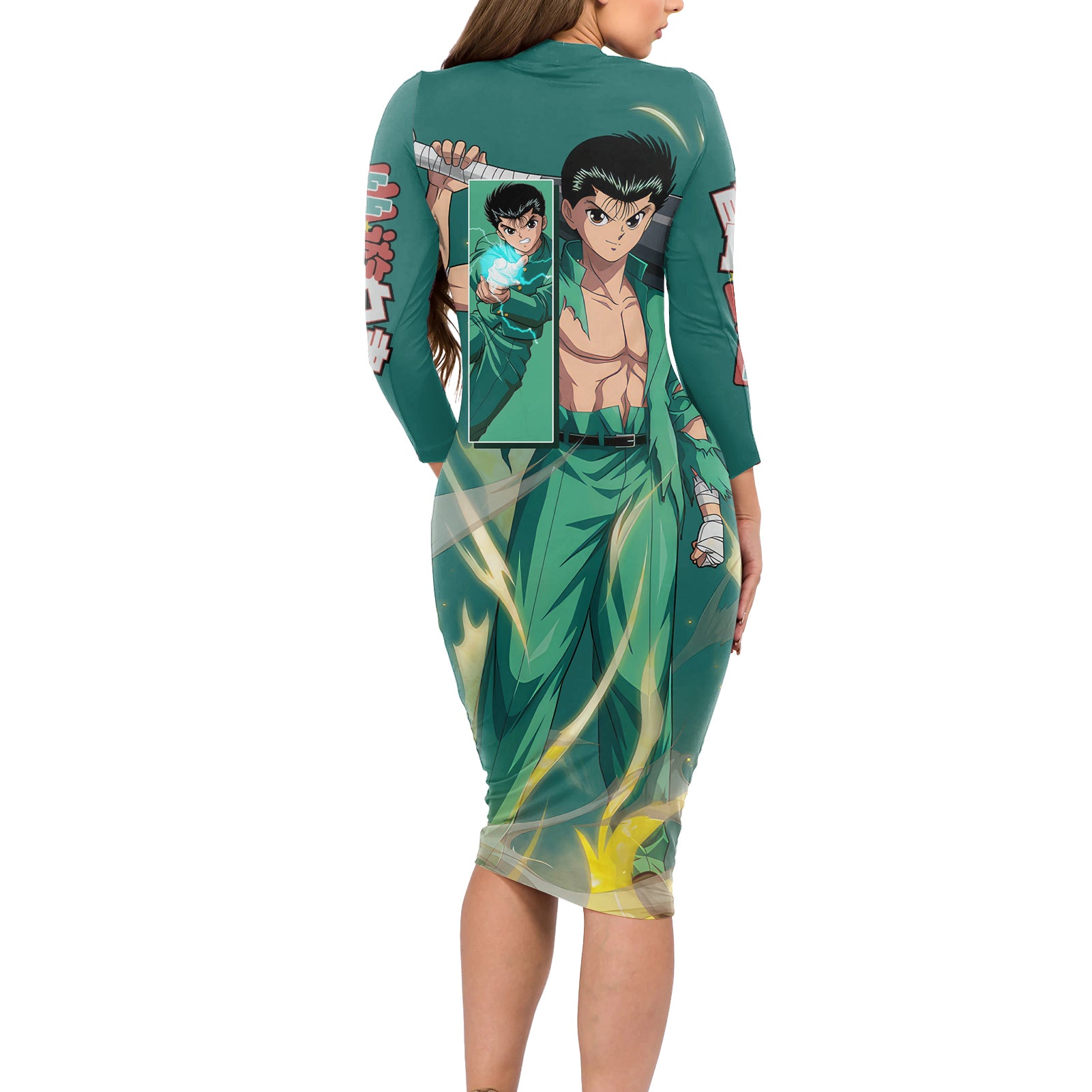 Yusuke Urameshi Long Sleeve Bodycon Dress Yu Yu Hakusho Anime