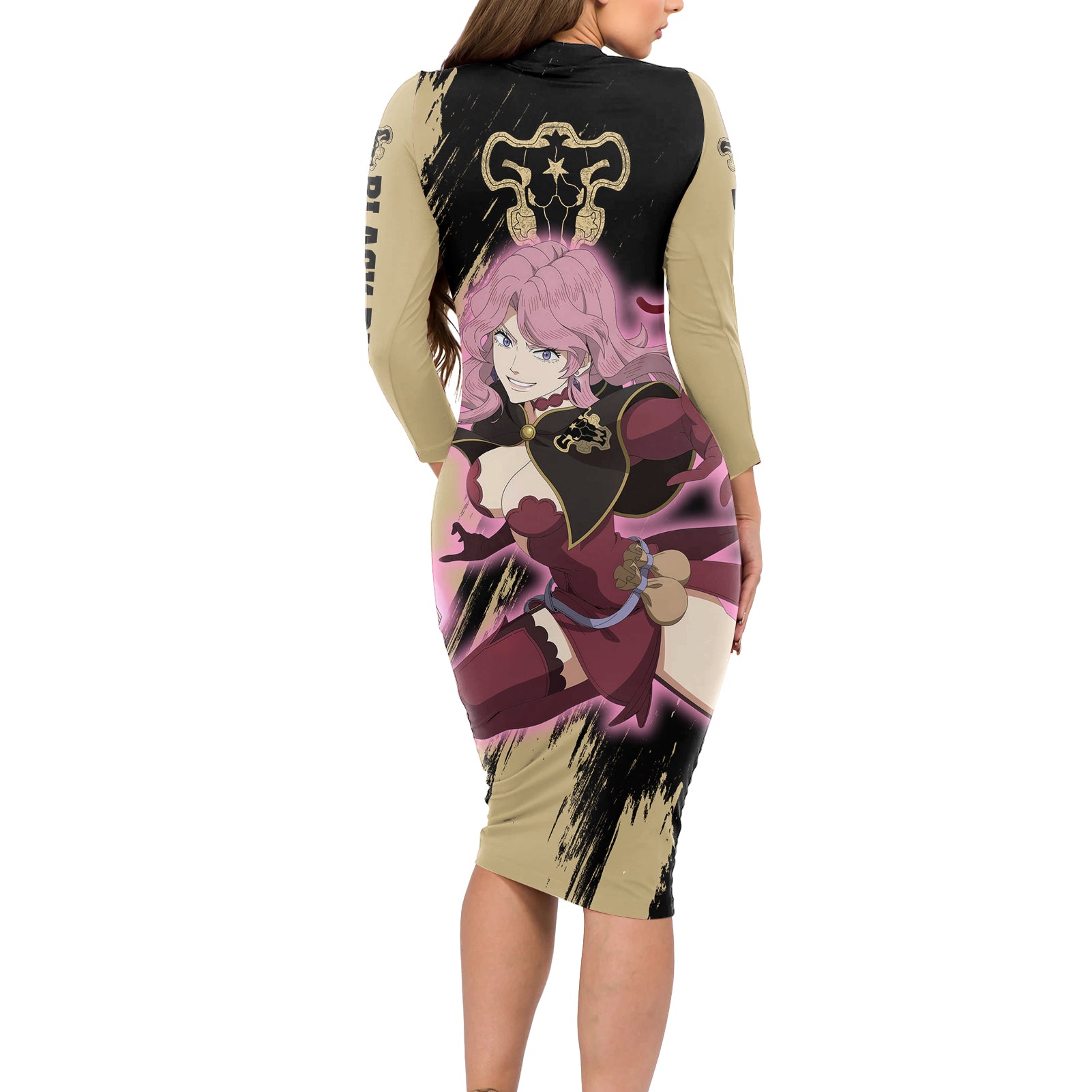 Black Bull Vanessa Long Sleeve Bodycon Dress Black Clover Anime