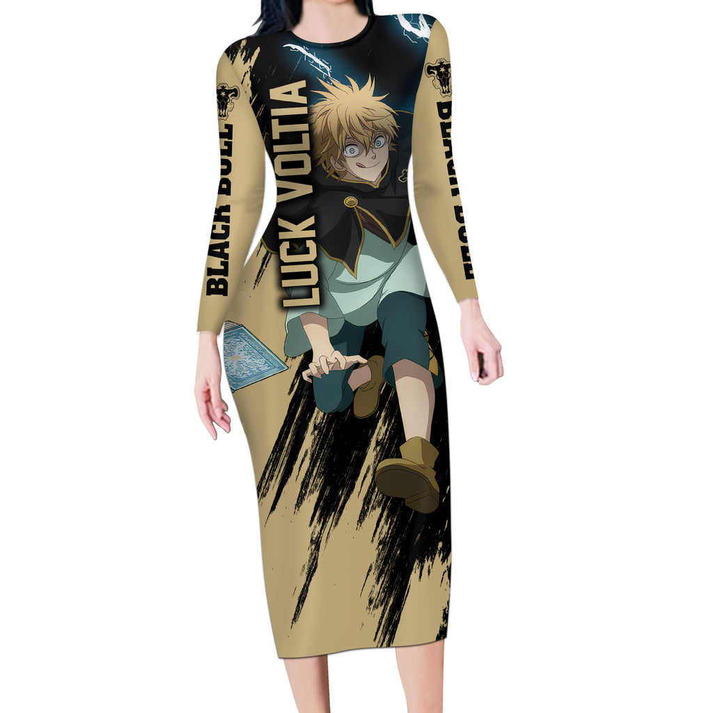 Black Bull Luck Voltia Long Sleeve Bodycon Dress Black Clover Anime