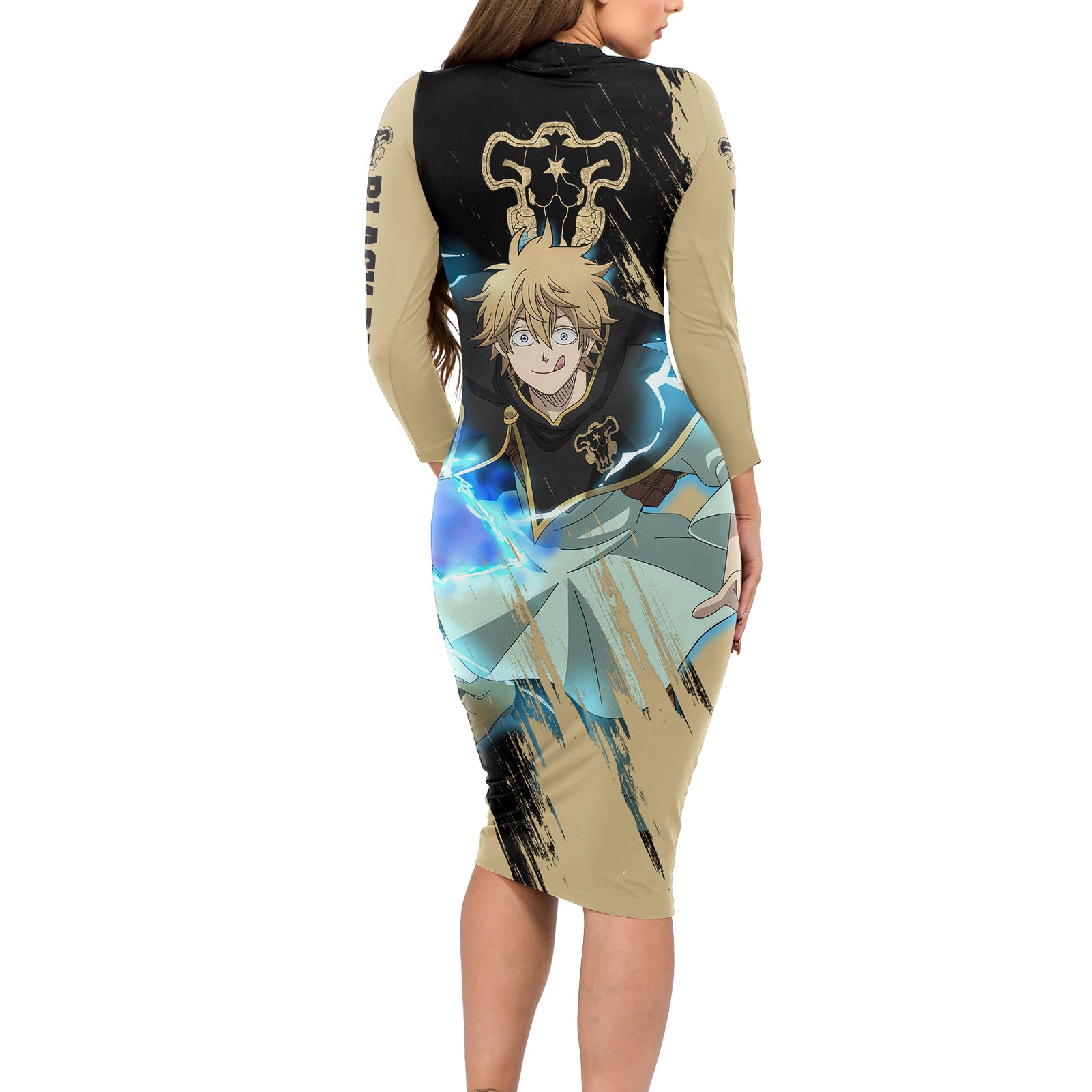 Black Bull Luck Voltia Long Sleeve Bodycon Dress Black Clover Anime