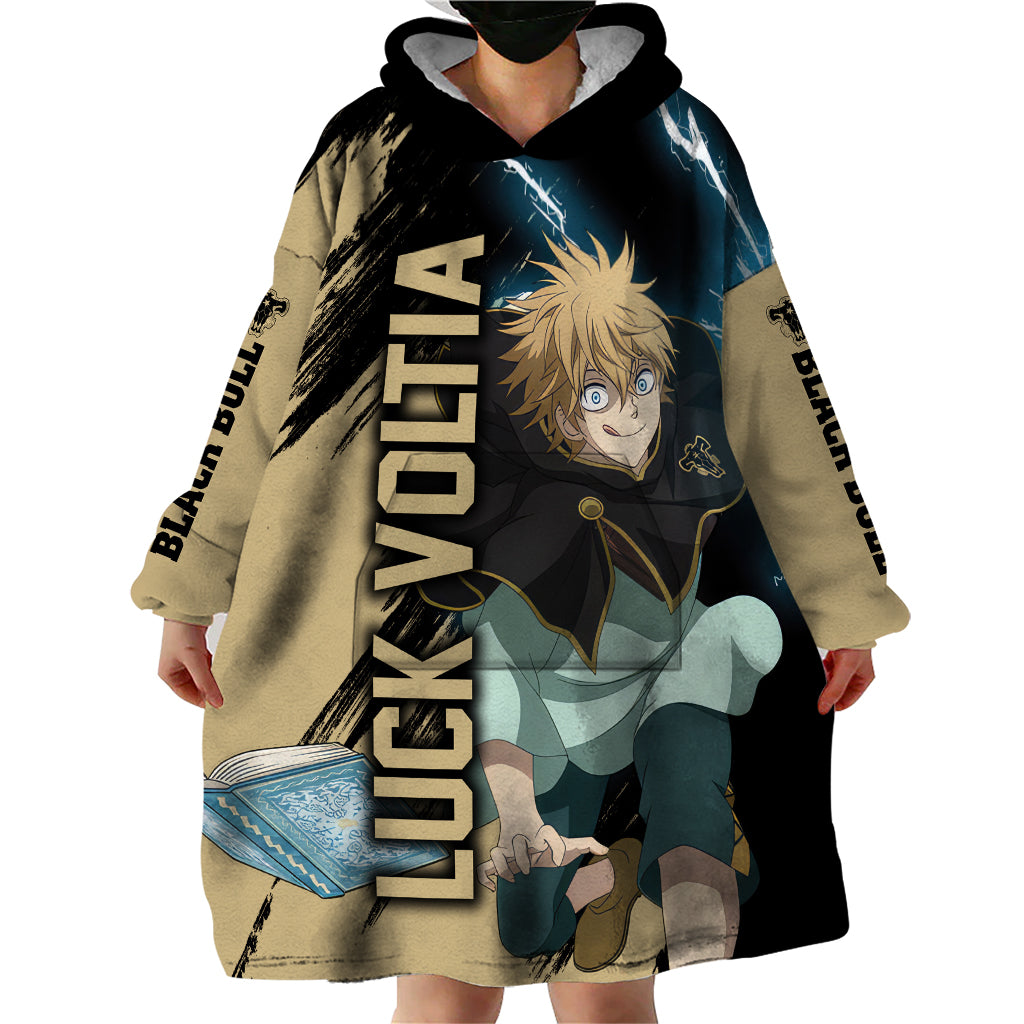 Black Bull Luck Voltia Wearable Blanket Hoodie Black Clover Anime