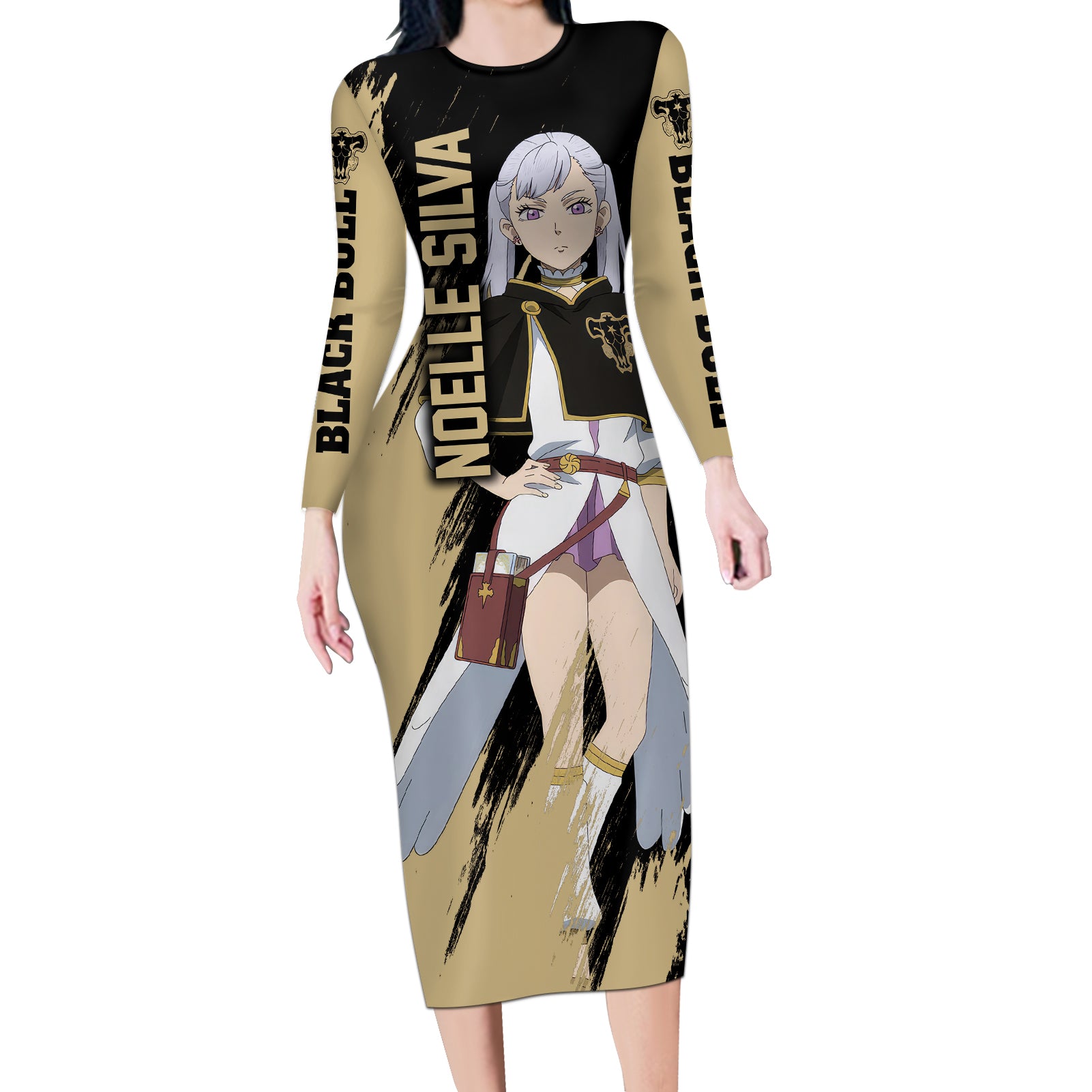 Black Bull Noelle Silva Long Sleeve Bodycon Dress Black Clover Anime