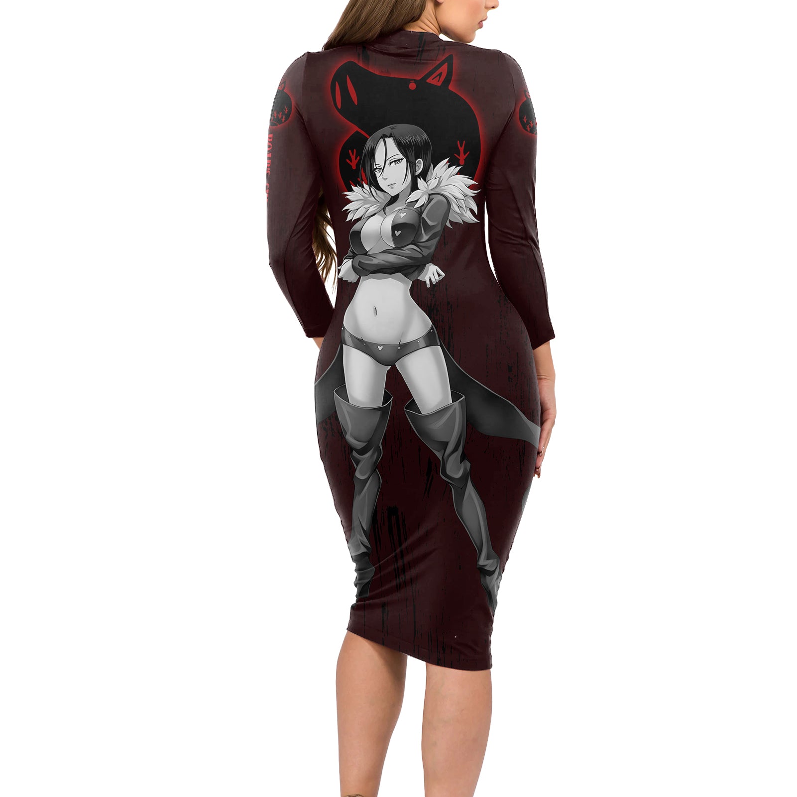 Merlin - Anime Long Sleeve Bodycon Dress Boar's Sin of Gluttony Anime