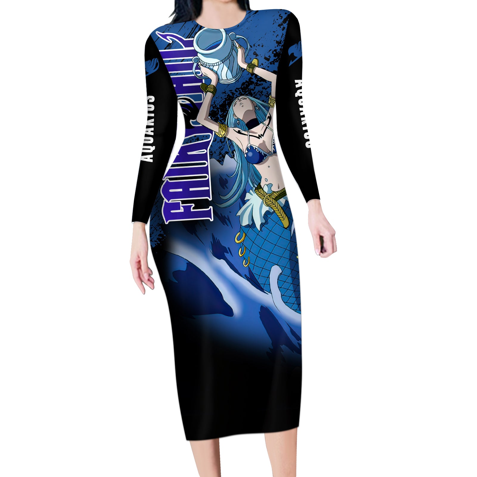 Celestial Aquarius Long Sleeve Bodycon Dress Fairy Tail