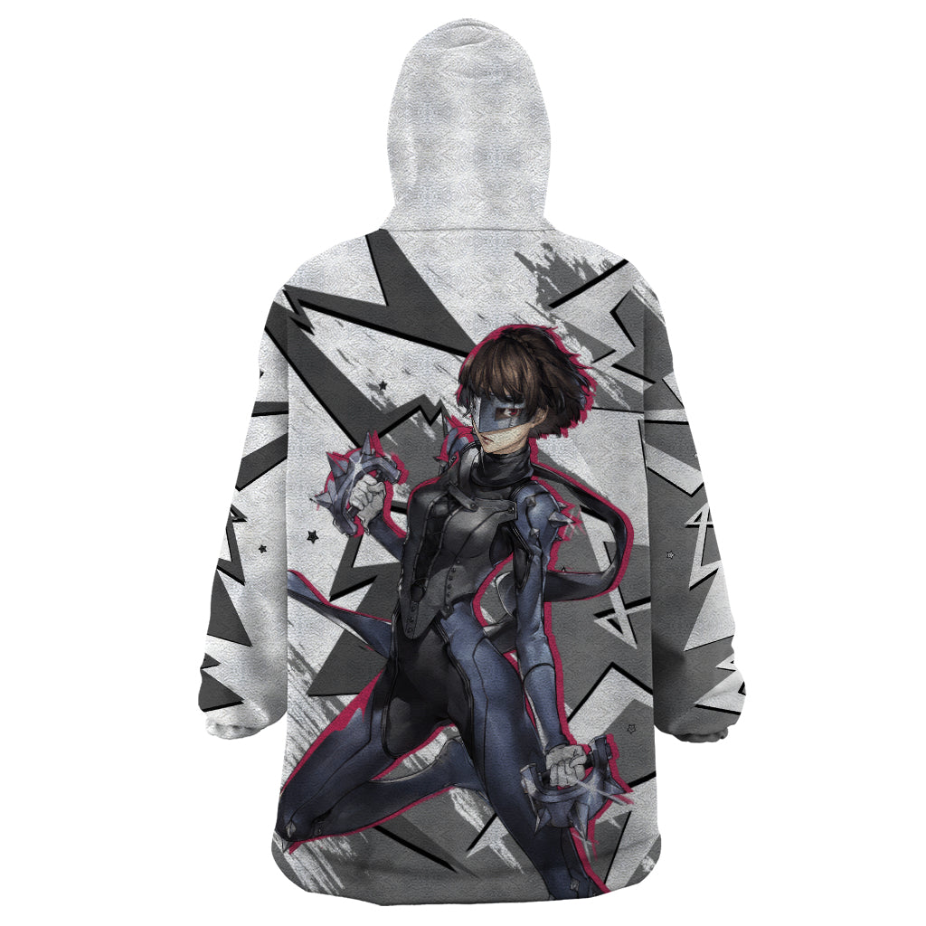 Makoto Niijima Persona Wearable Blanket Hoodie Anime Mix Polygon Cyber Style