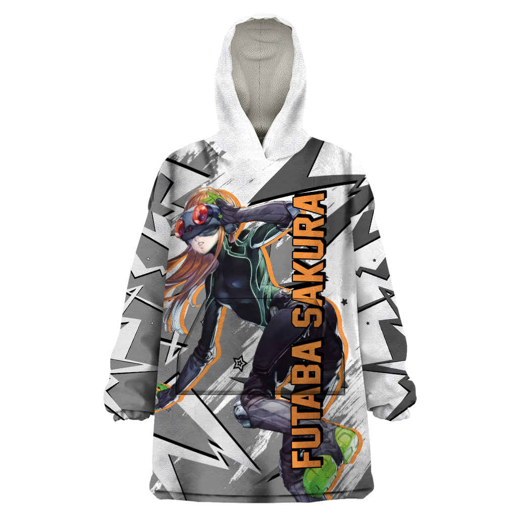 Futaba Sakura Persona Wearable Blanket Hoodie Anime Mix Polygon Cyber Style