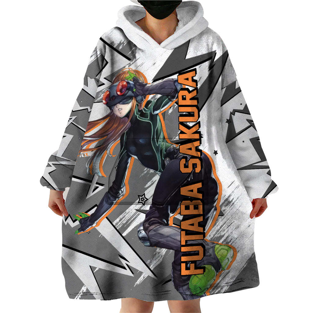 Futaba Sakura Persona Wearable Blanket Hoodie Anime Mix Polygon Cyber Style