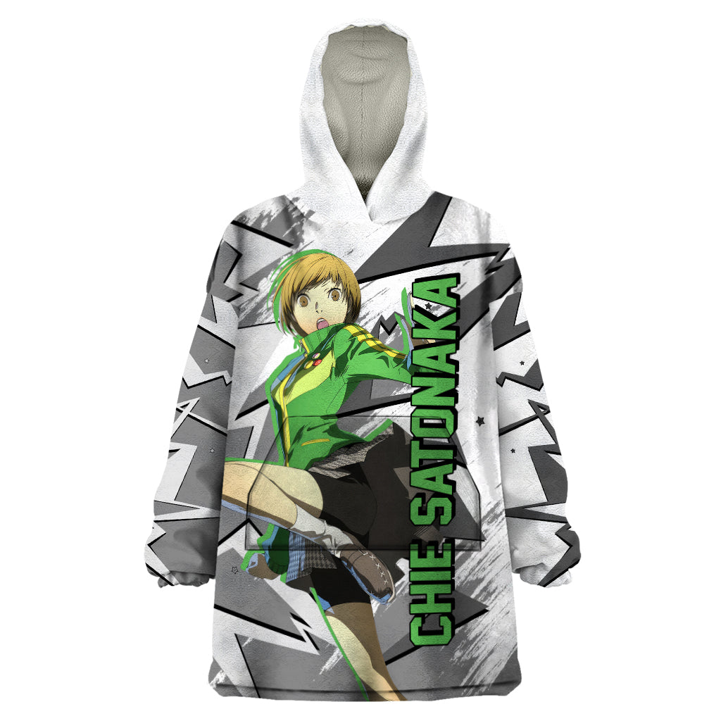 Chie Satonaka Persona Wearable Blanket Hoodie Anime Mix Polygon Cyber Style