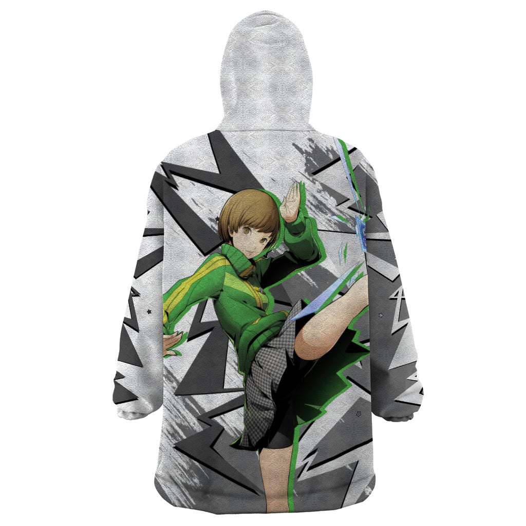 Chie Satonaka Persona Wearable Blanket Hoodie Anime Mix Polygon Cyber Style