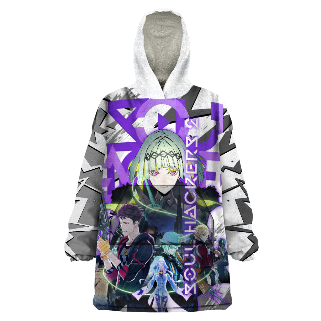 Soul Hackers 2 Persona Wearable Blanket Hoodie Anime Mix Polygon Cyber Style