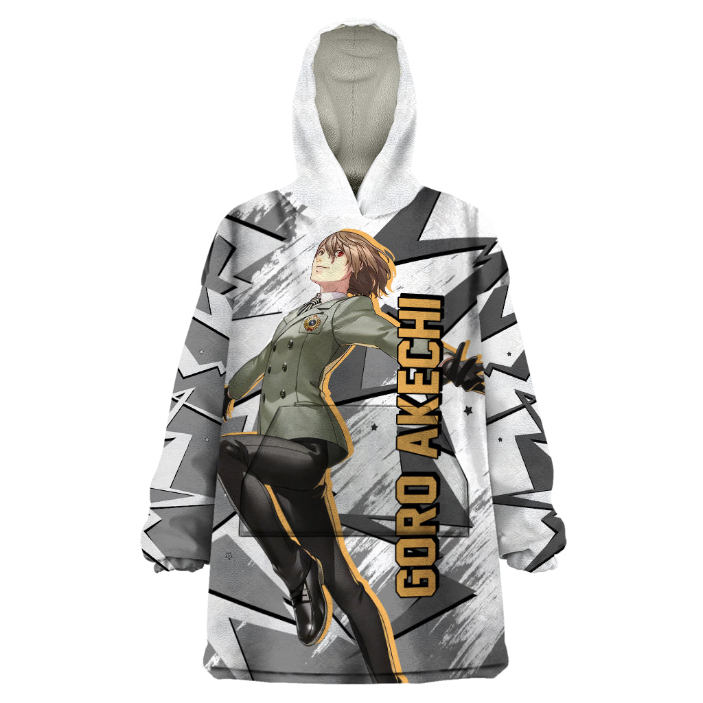Goro Akechi Persona Wearable Blanket Hoodie Anime Mix Polygon Cyber Style