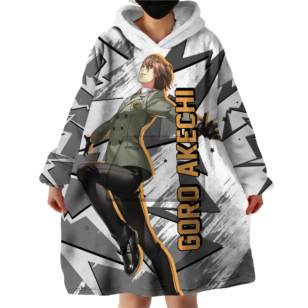 Goro Akechi Persona Wearable Blanket Hoodie Anime Mix Polygon Cyber Style