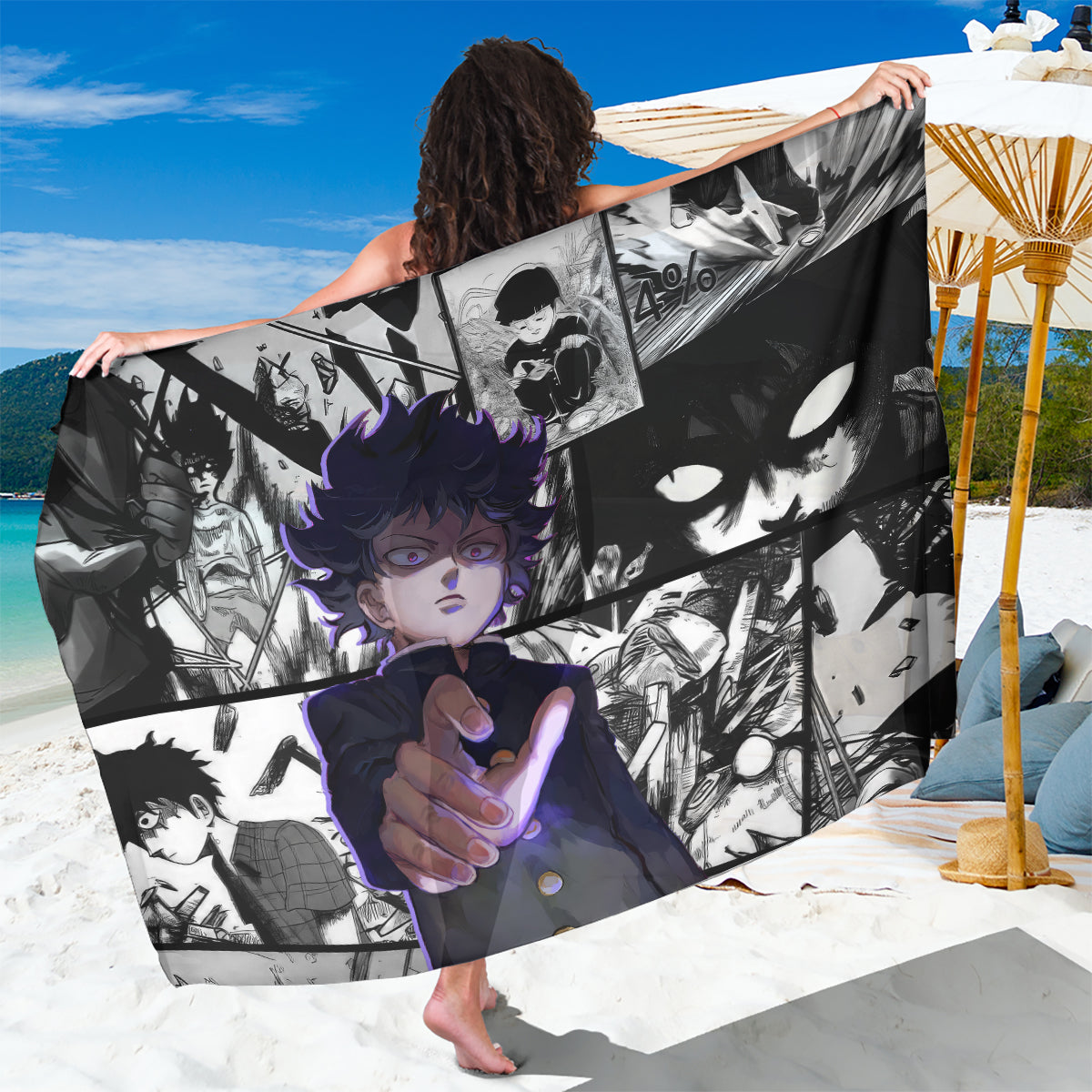 Arataka Reigen Mob Psycho 100 Sarong Anime Style Art