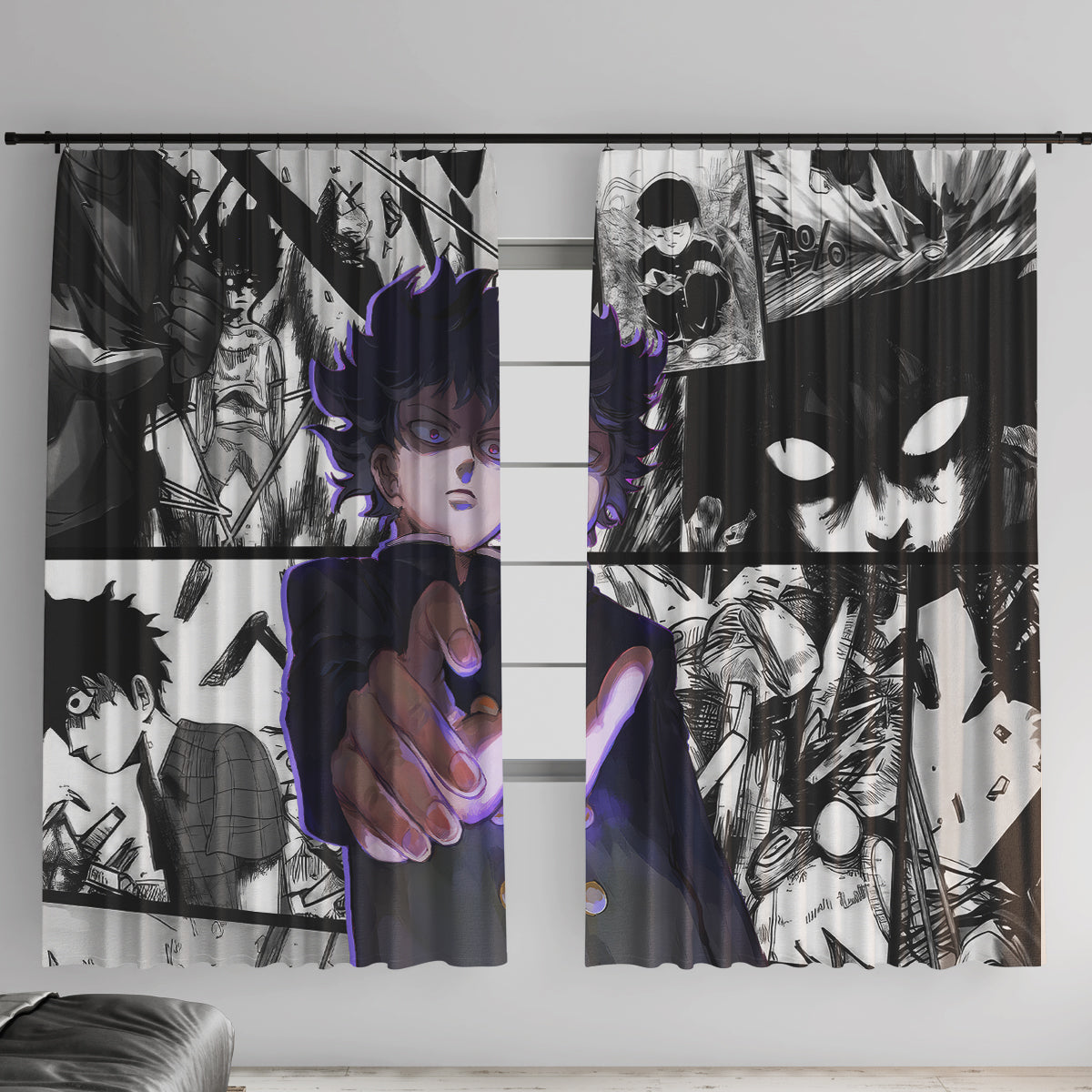Arataka Reigen Mob Psycho 100 Window Curtain Anime Style Art