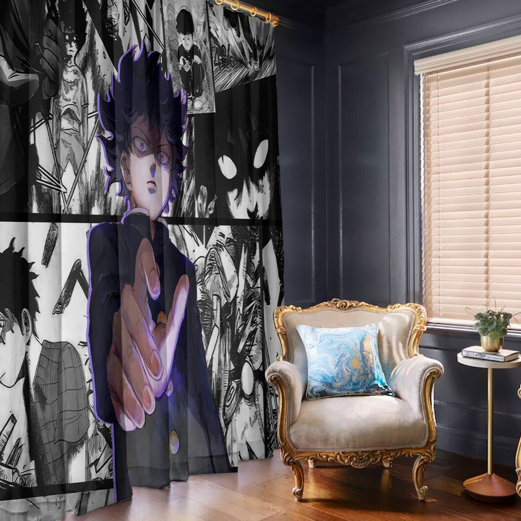 Arataka Reigen Mob Psycho 100 Window Curtain Anime Style Art