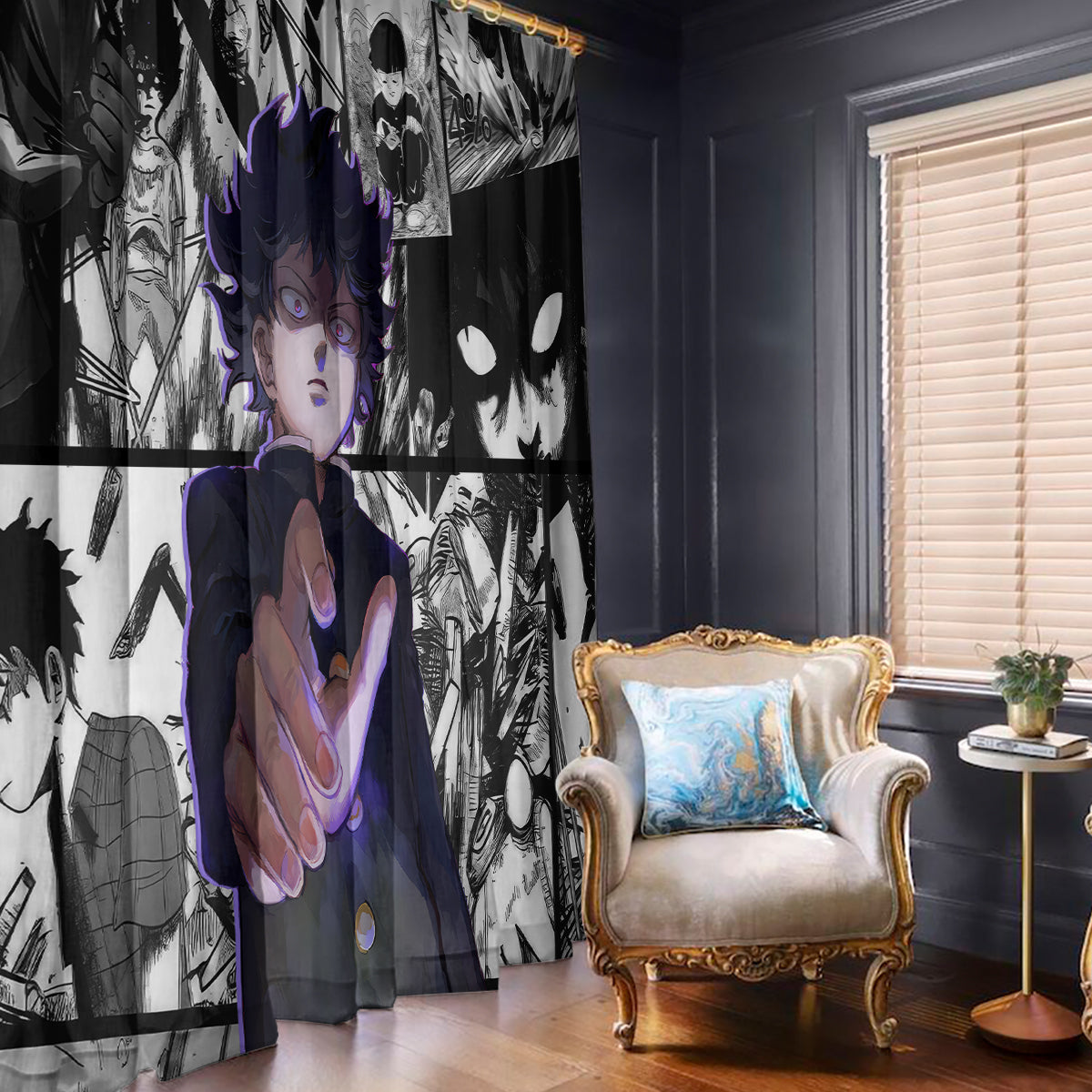 Arataka Reigen Mob Psycho 100 Window Curtain Anime Style Art