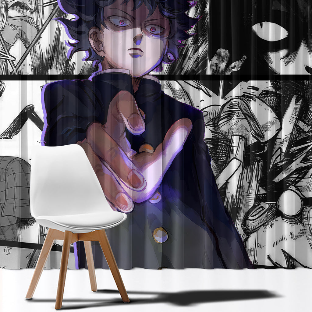 Arataka Reigen Mob Psycho 100 Window Curtain Anime Style Art