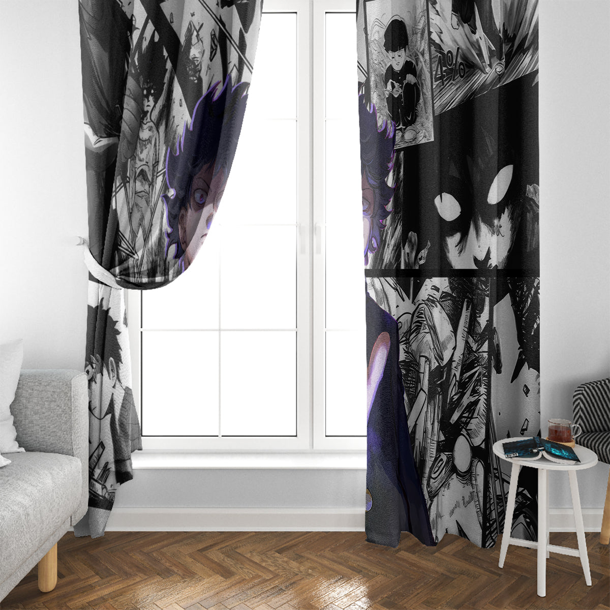 Arataka Reigen Mob Psycho 100 Window Curtain Anime Style Art