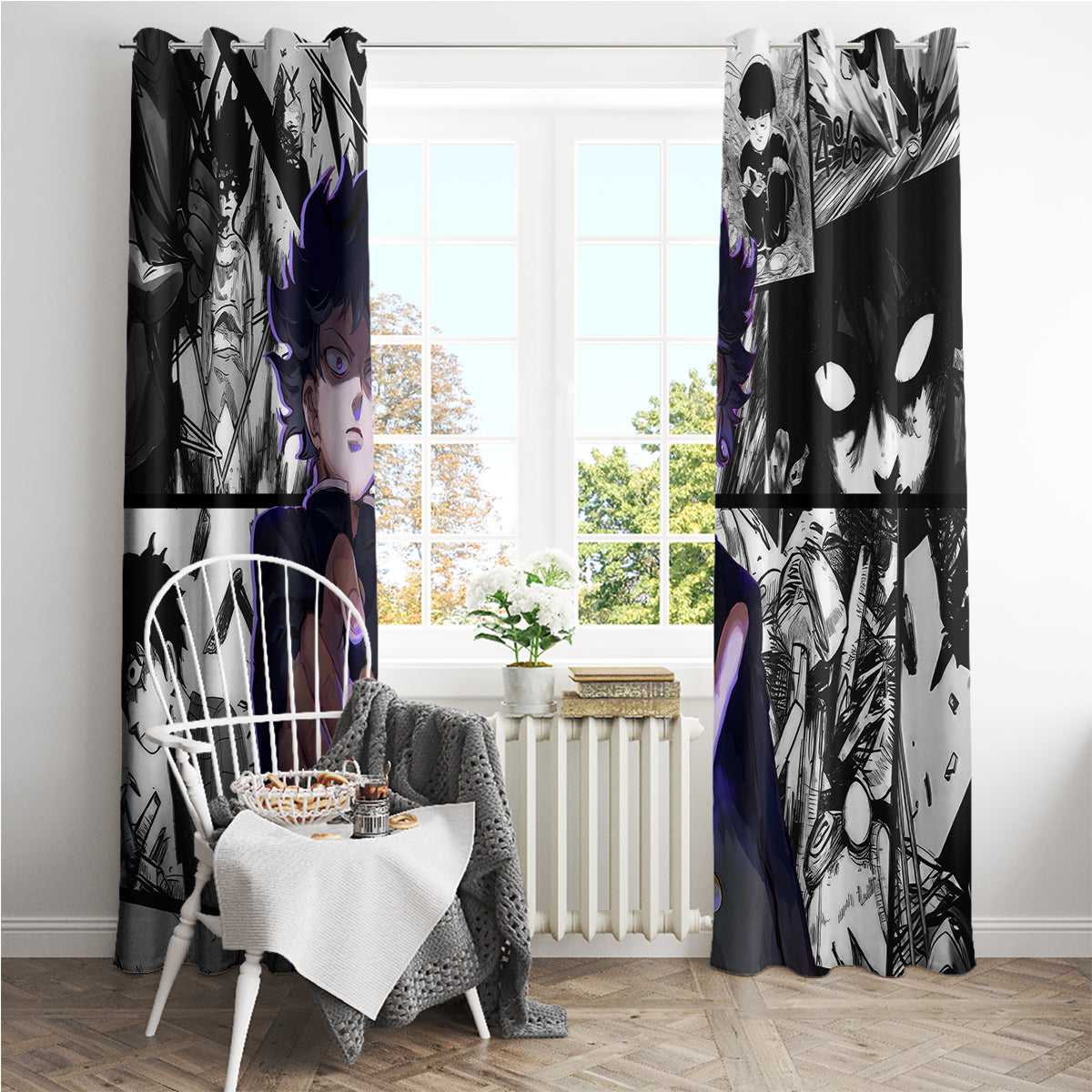 Arataka Reigen Mob Psycho 100 Window Curtain Anime Style Art