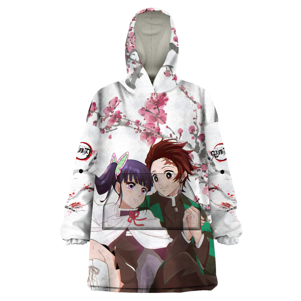 Tanjiro and Kanao Wearable Blanket Hoodie Demon Slayer Anime Style