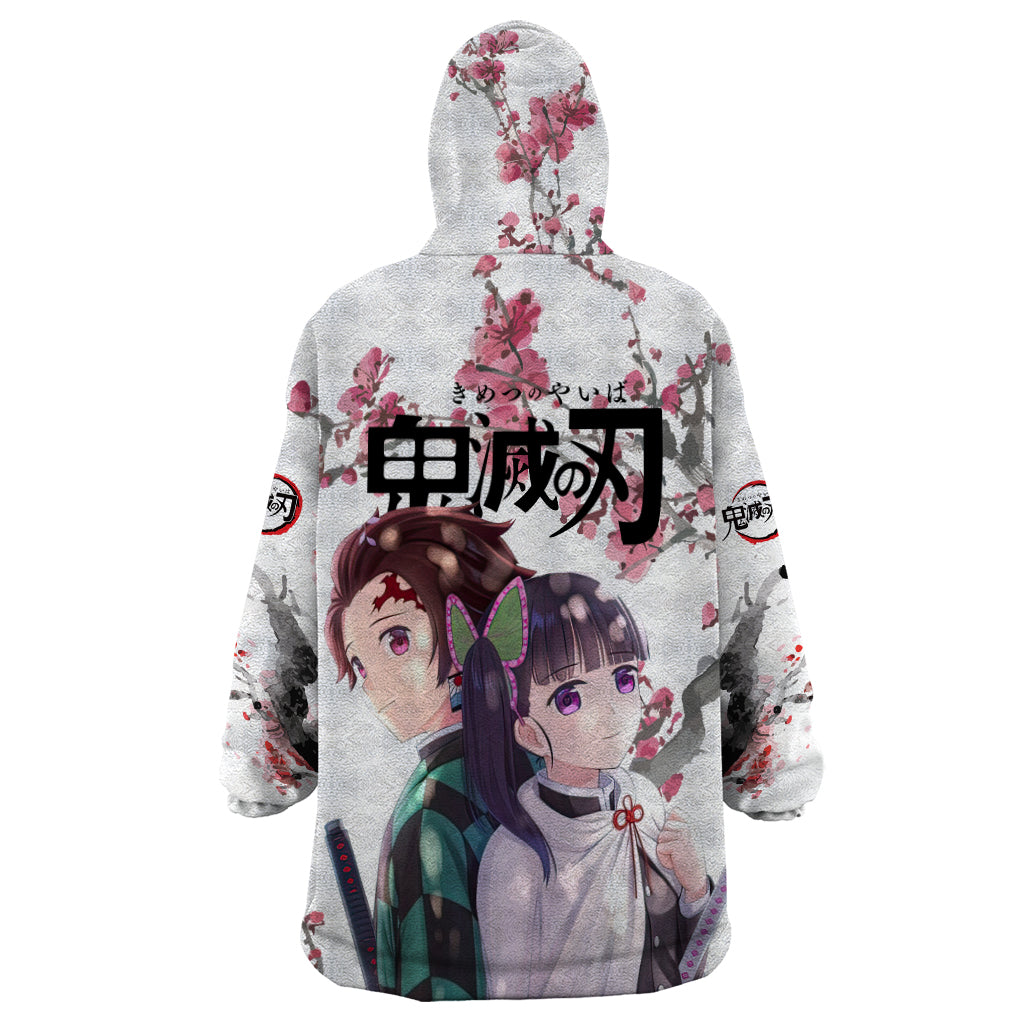 Tanjiro and Kanao Wearable Blanket Hoodie Demon Slayer Anime Style
