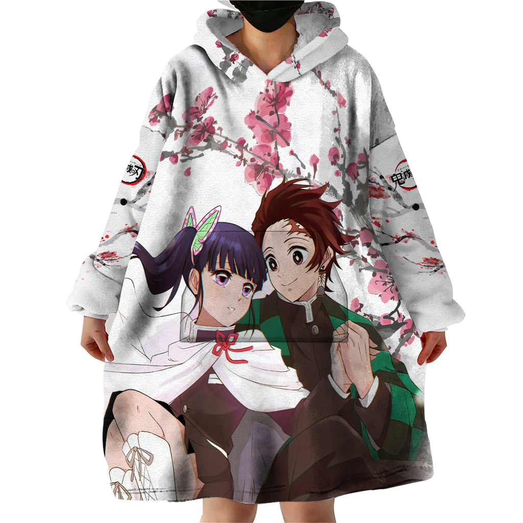Tanjiro and Kanao Wearable Blanket Hoodie Demon Slayer Anime Style