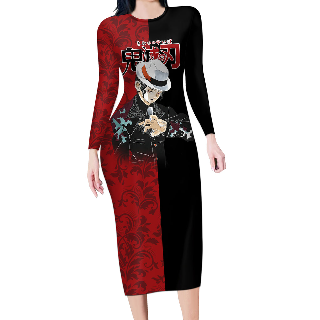 Muzan Kibutsuji Long Sleeve Bodycon Dress Demon Slayer Anime Style