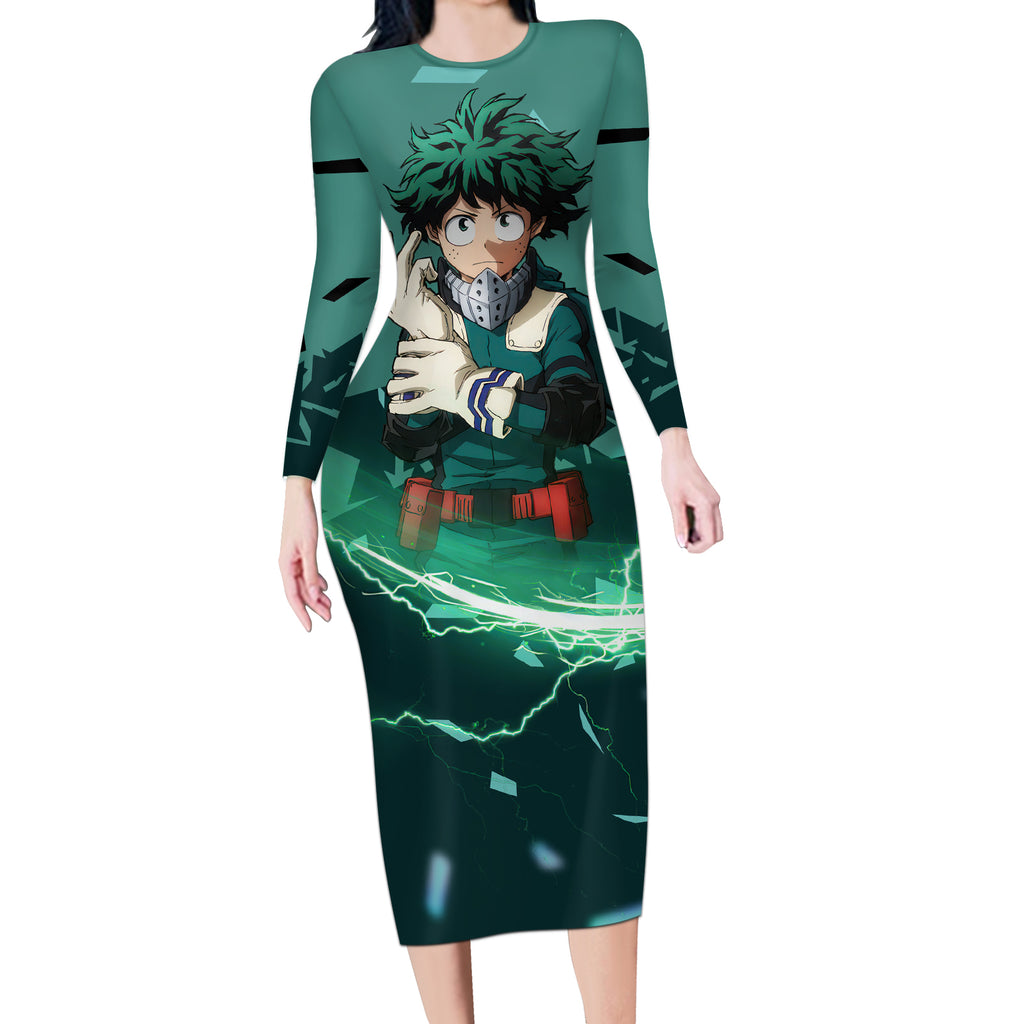 Izuku Midoriya - My Hero Academia Long Sleeve Bodycon Dress Anime Style