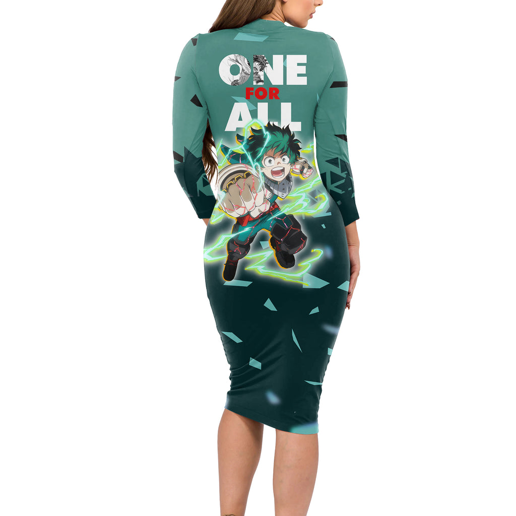 Izuku Midoriya - My Hero Academia Long Sleeve Bodycon Dress Anime Style