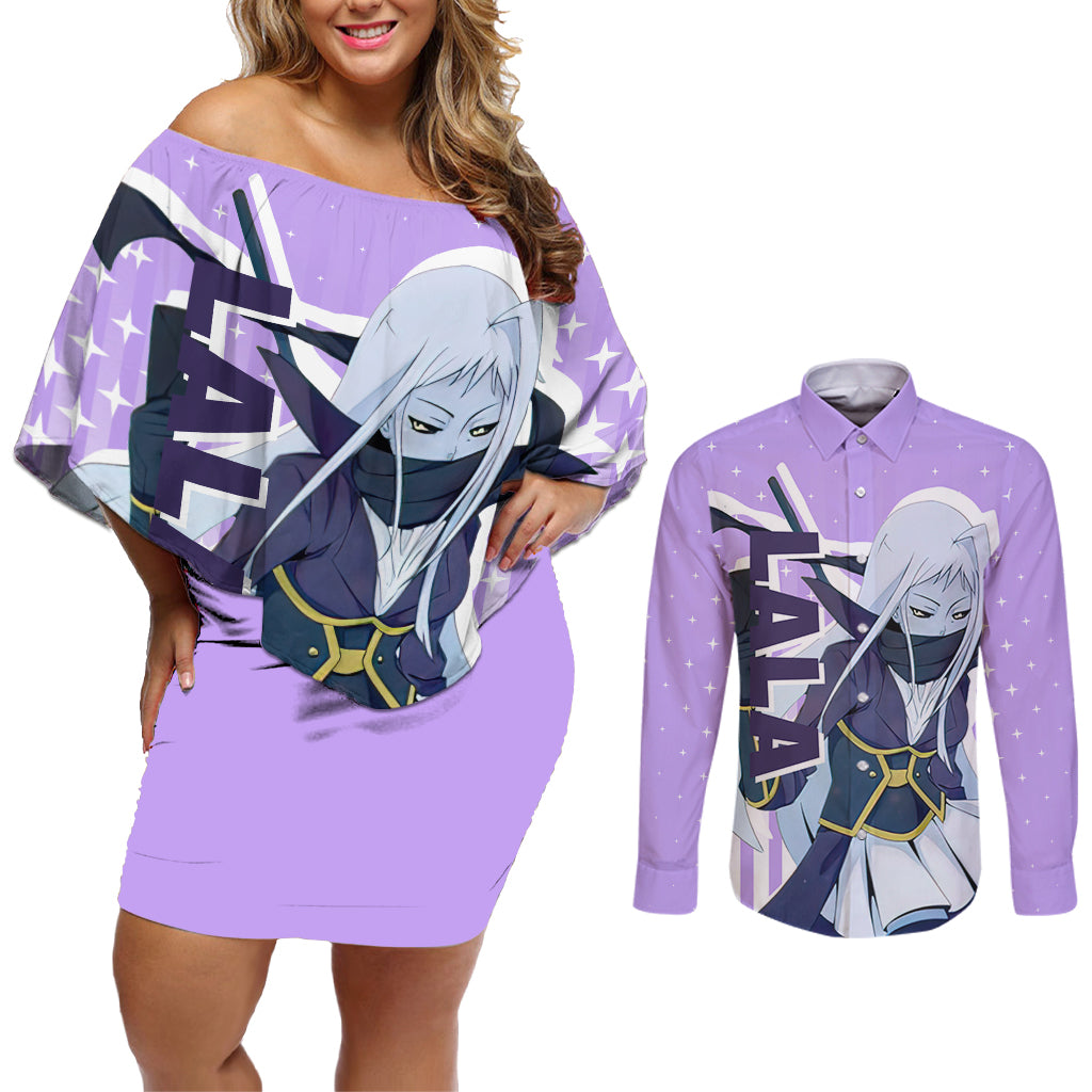 Lala - Monster Musume Couples Matching Off Shoulder Short Dress and Long Sleeve Button Shirt Anime Style