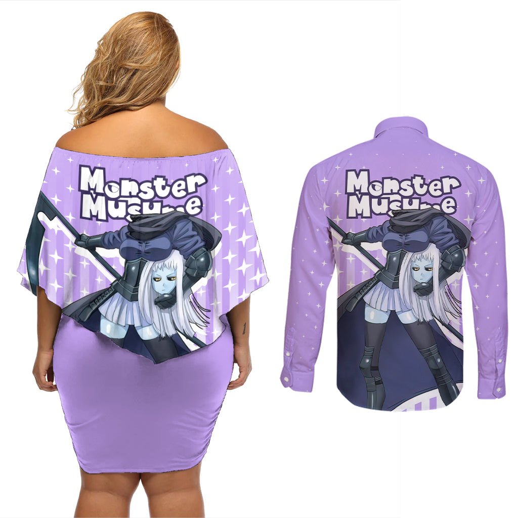 Lala - Monster Musume Couples Matching Off Shoulder Short Dress and Long Sleeve Button Shirt Anime Style