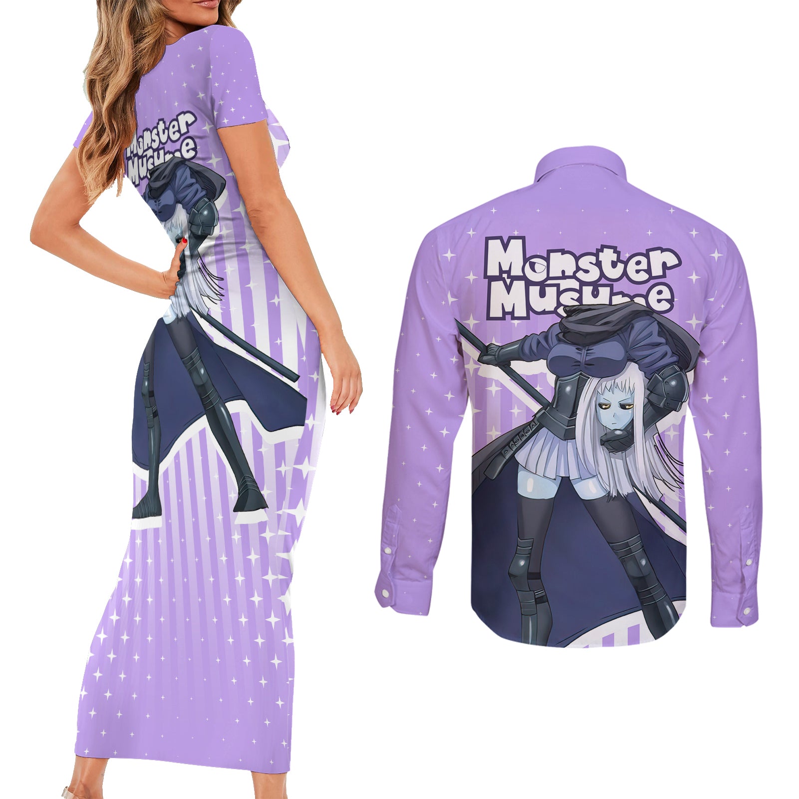 Lala - Monster Musume Couples Matching Short Sleeve Bodycon Dress and Long Sleeve Button Shirt Anime Style