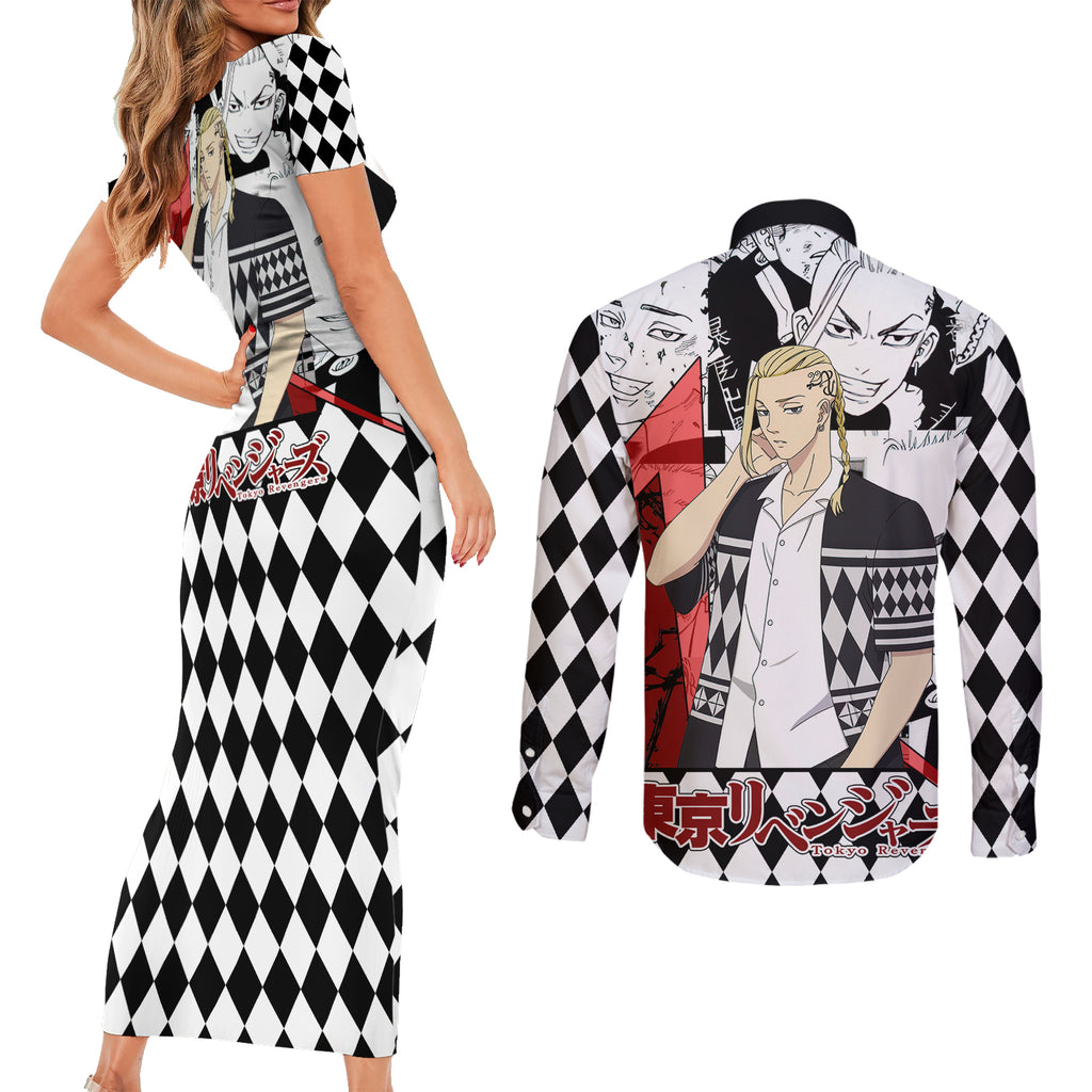 Ryuuguuji Ken Draken Couples Matching Short Sleeve Bodycon Dress and Long Sleeve Button Shirt Anime Mix Manga Style