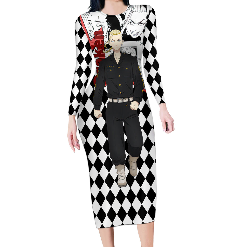 Ryuuguuji Ken Draken Long Sleeve Bodycon Dress Anime Mix Manga Style