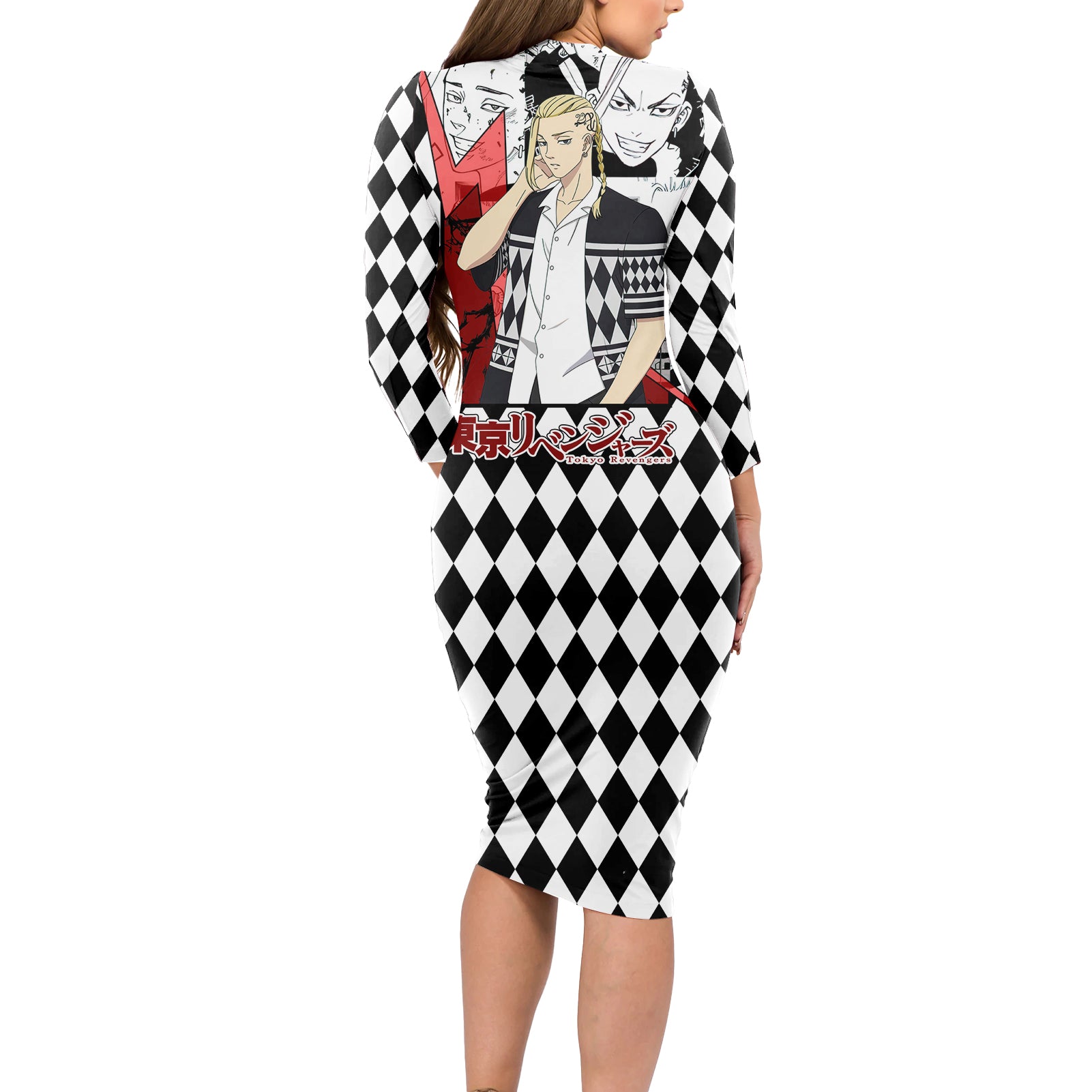 Ryuuguuji Ken Draken Long Sleeve Bodycon Dress Anime Mix Manga Style