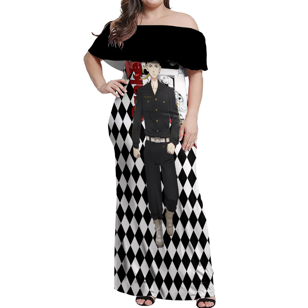 Ryuuguuji Ken Draken Off Shoulder Maxi Dress Anime Mix Manga Style