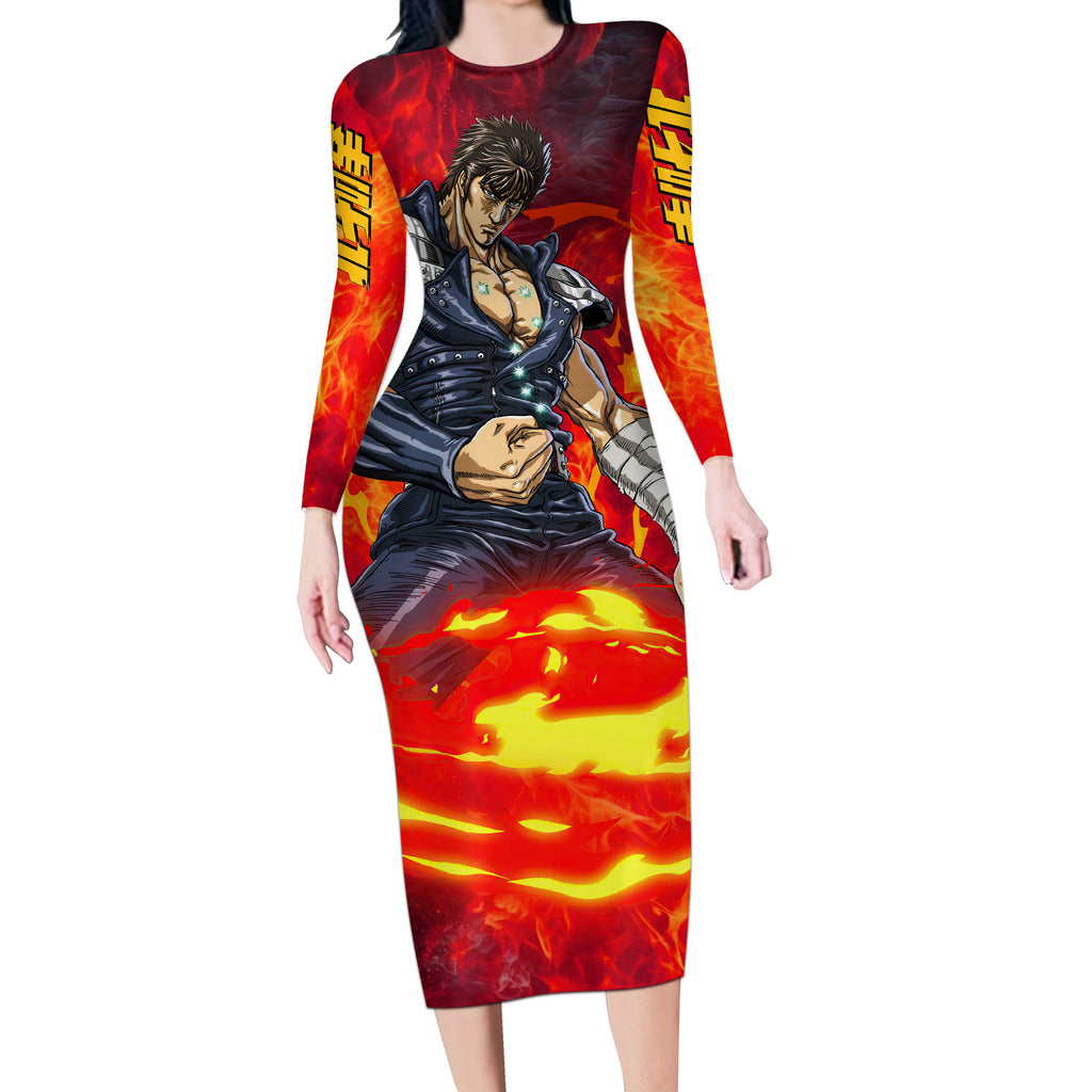 Fist of the North Long Sleeve Bodycon Dress Anime Style