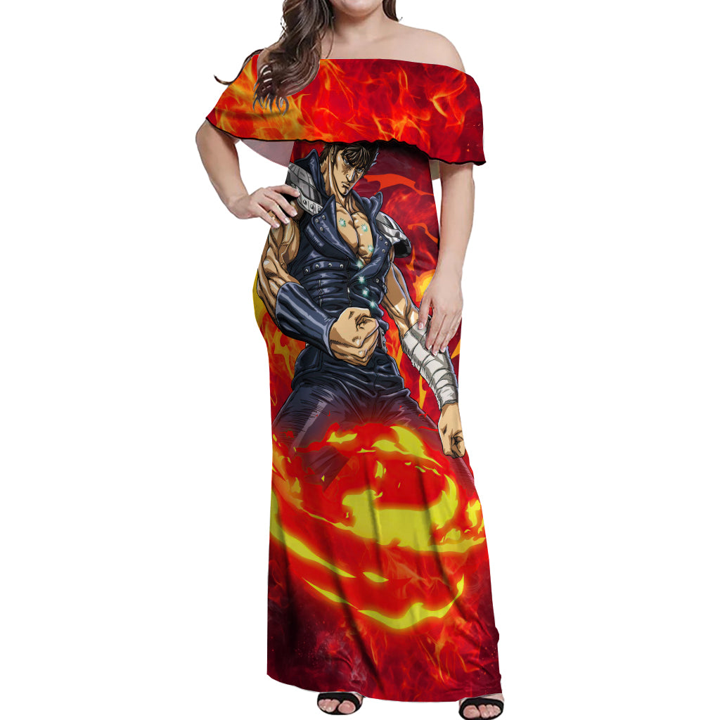 Fist of the North Off Shoulder Maxi Dress Anime Style