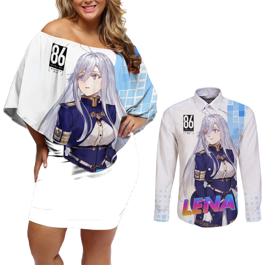 Lena Vladilena Milize Couples Matching Off Shoulder Short Dress and Long Sleeve Button Shirt Anime Style