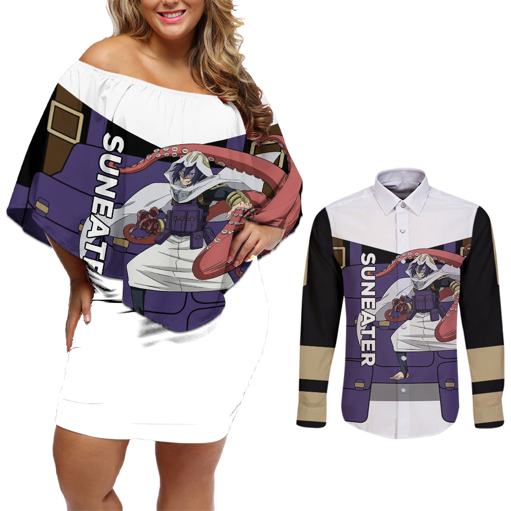 Tamaki Amajiki - My Hero Academia Couples Matching Off Shoulder Short Dress and Long Sleeve Button Shirt Anime Style