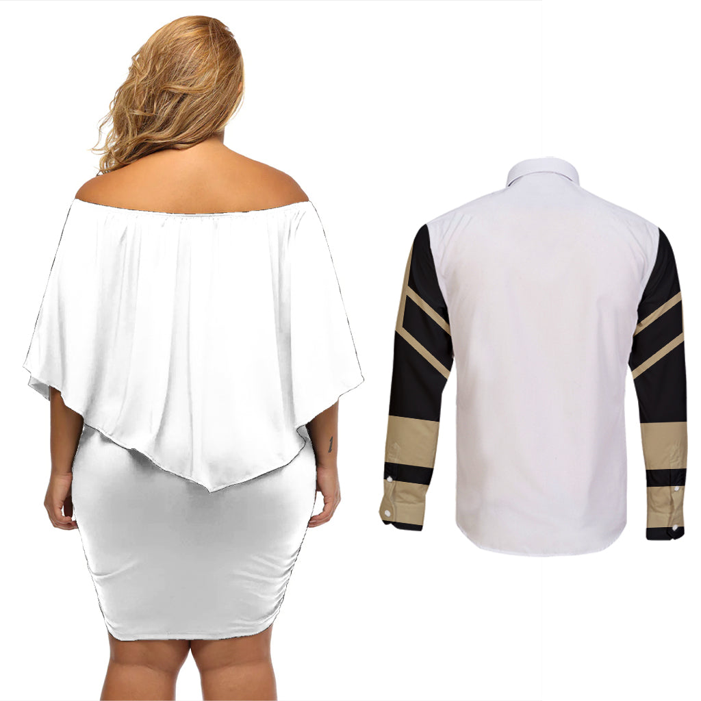 Tamaki Amajiki - My Hero Academia Couples Matching Off Shoulder Short Dress and Long Sleeve Button Shirt Anime Style