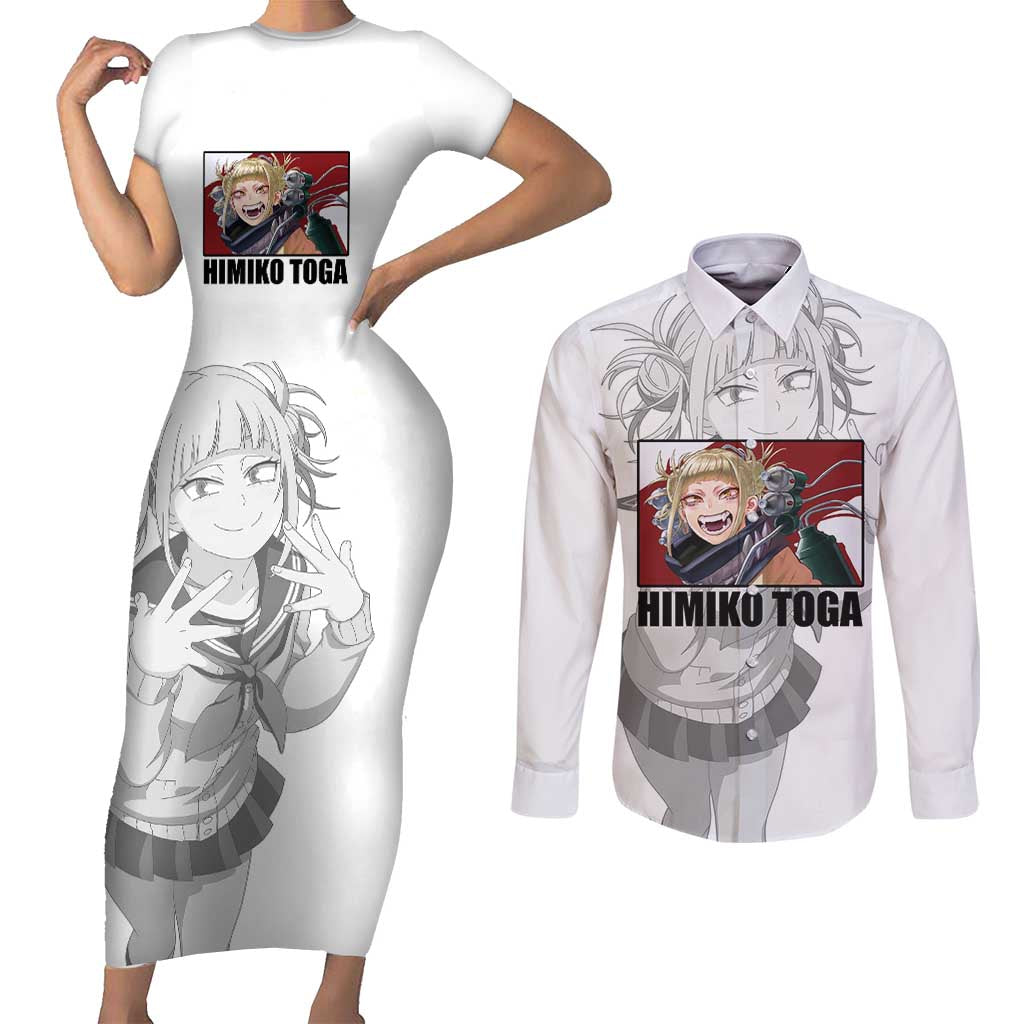 Himiko Toga - My Hero Academia Couples Matching Short Sleeve Bodycon Dress and Long Sleeve Button Shirt Anime Style