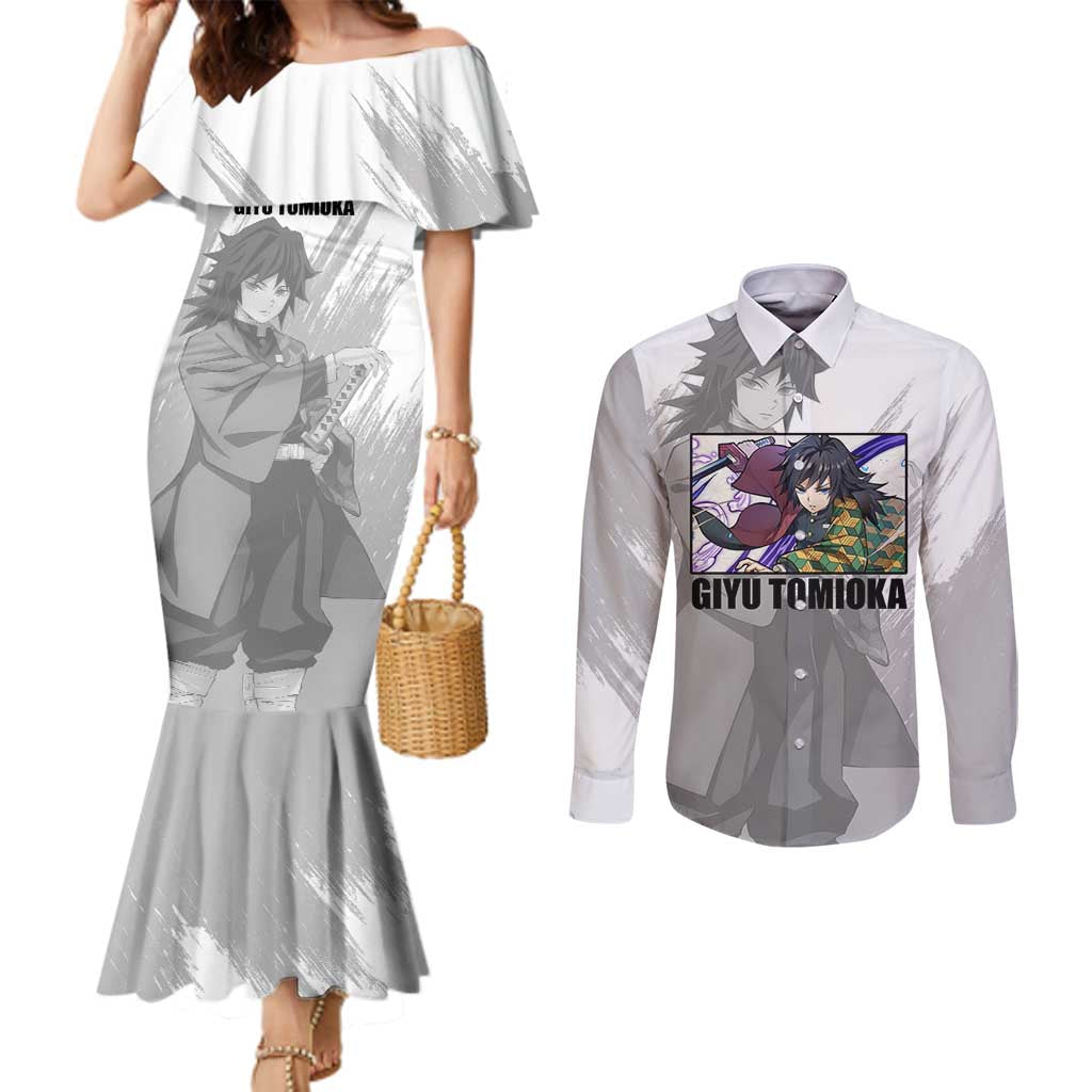 Giyu Tomioka - Demon Slayer Couples Matching Mermaid Dress and Long Sleeve Button Shirt Anime Style