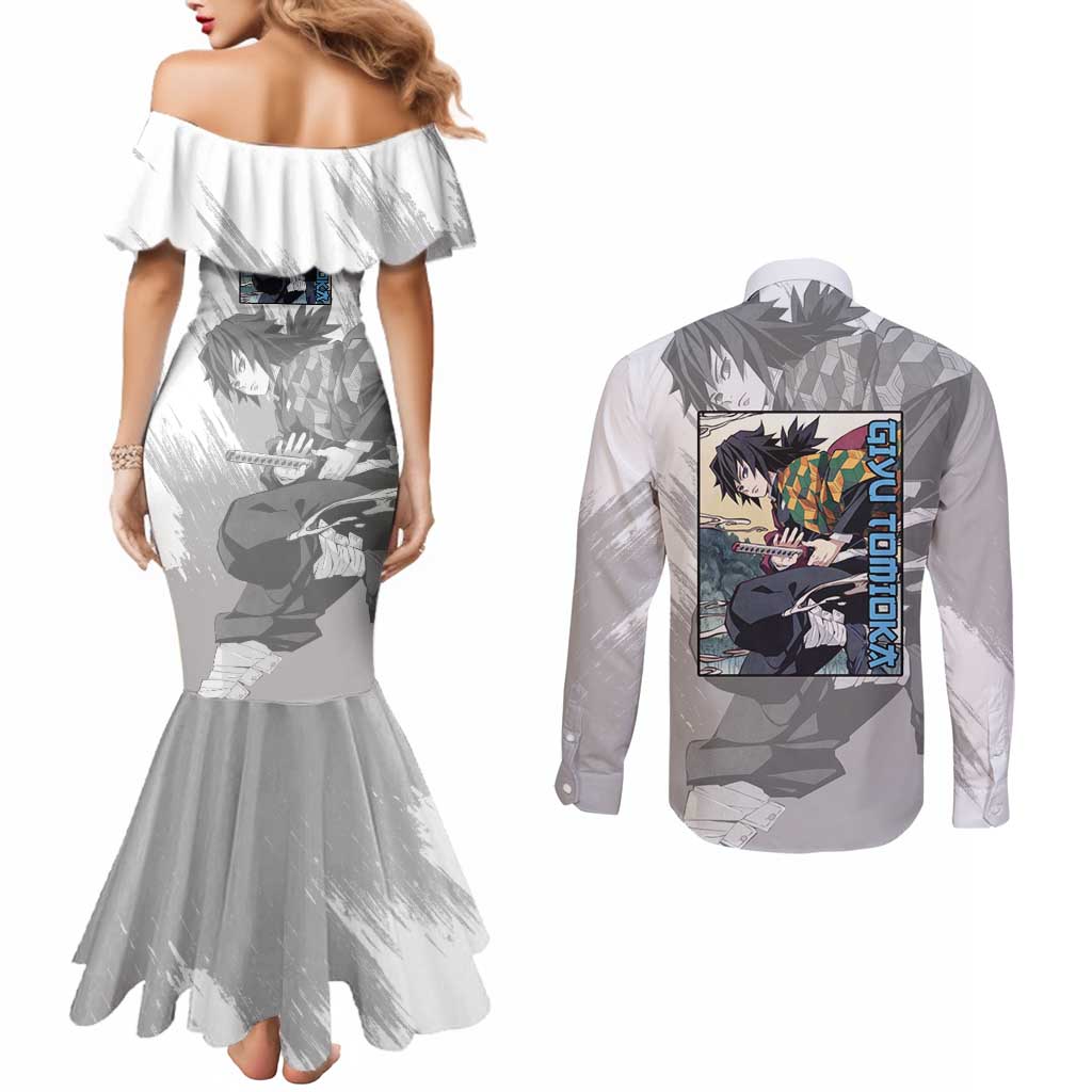 Giyu Tomioka - Demon Slayer Couples Matching Mermaid Dress and Long Sleeve Button Shirt Anime Style