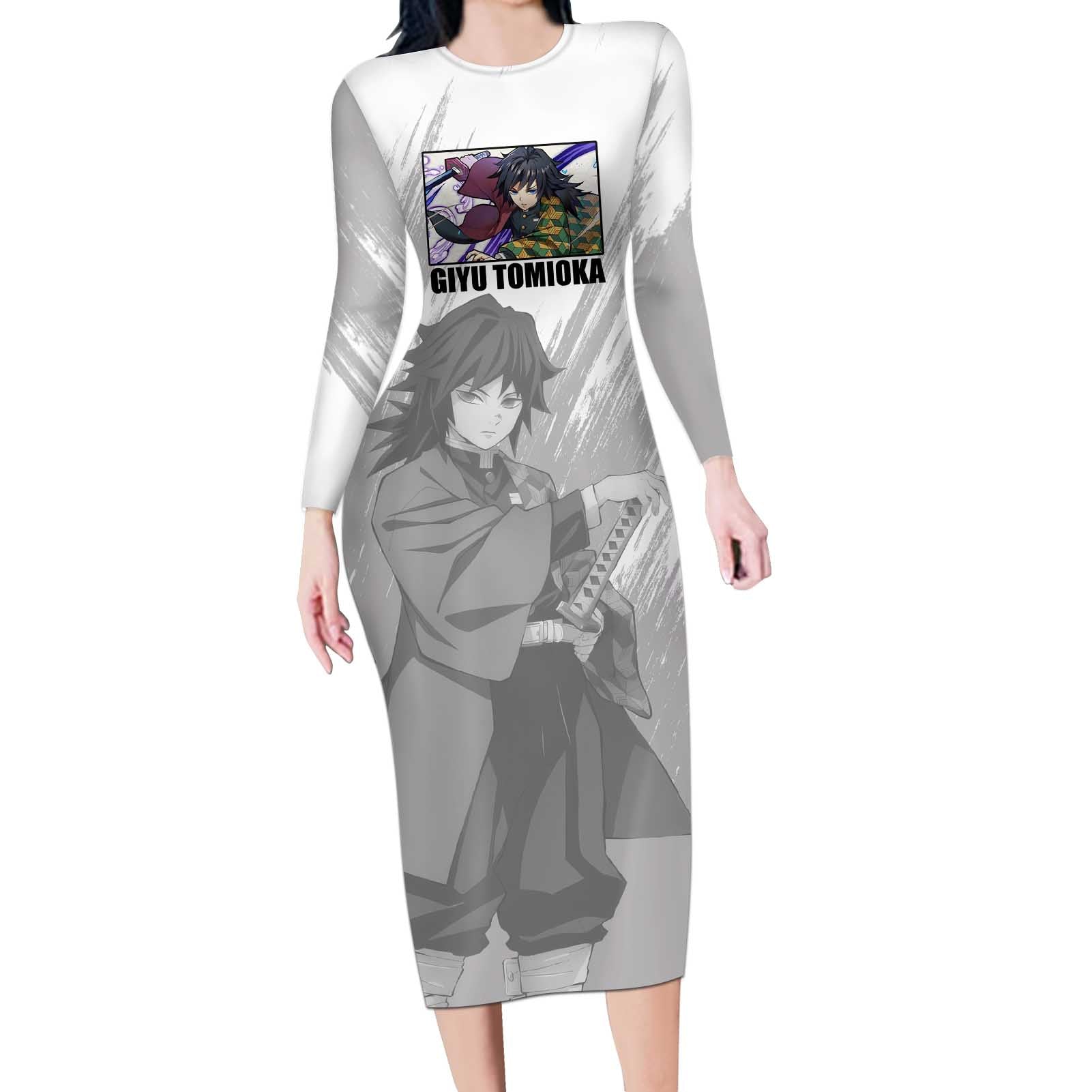 Giyu Tomioka - Demon Slayer Long Sleeve Bodycon Dress Anime Style