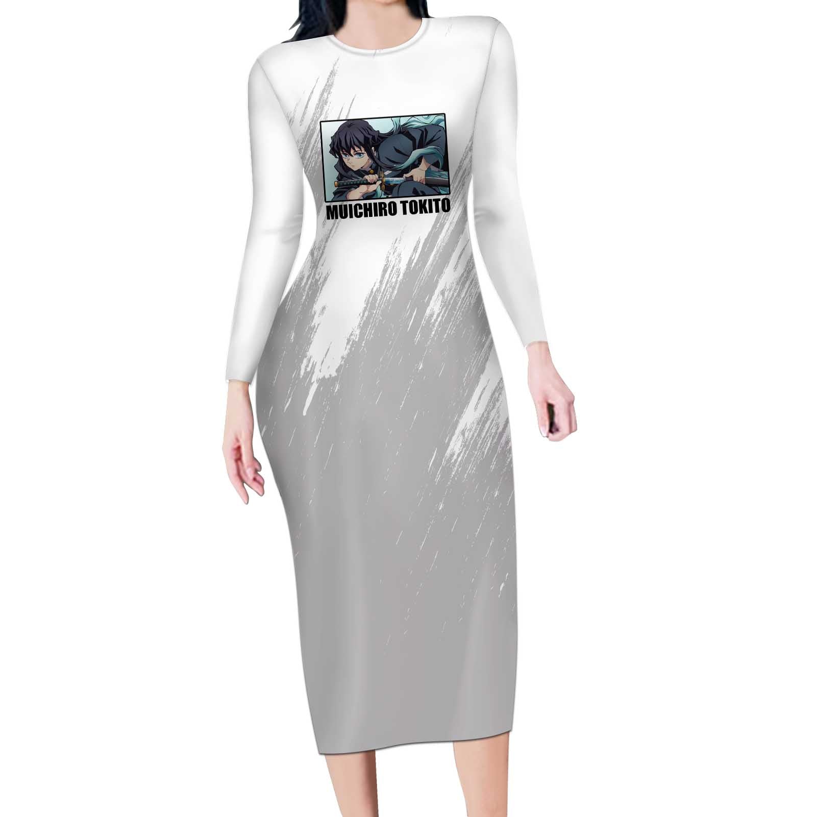 Muichiro Tokito - Demon Slayer Long Sleeve Bodycon Dress Anime Style