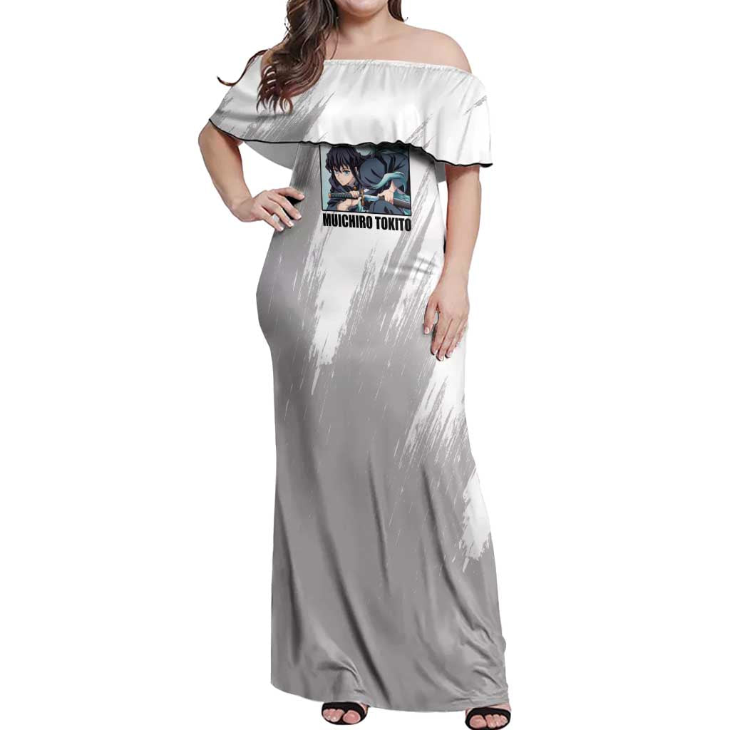 Muichiro Tokito - Demon Slayer Off Shoulder Maxi Dress Anime Style