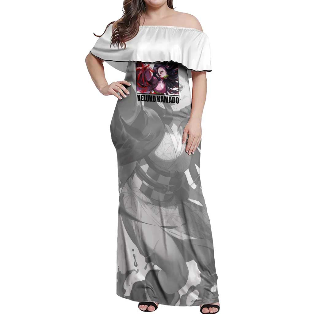 Nezuko Kamado - Demon Slayer Off Shoulder Maxi Dress Anime Style