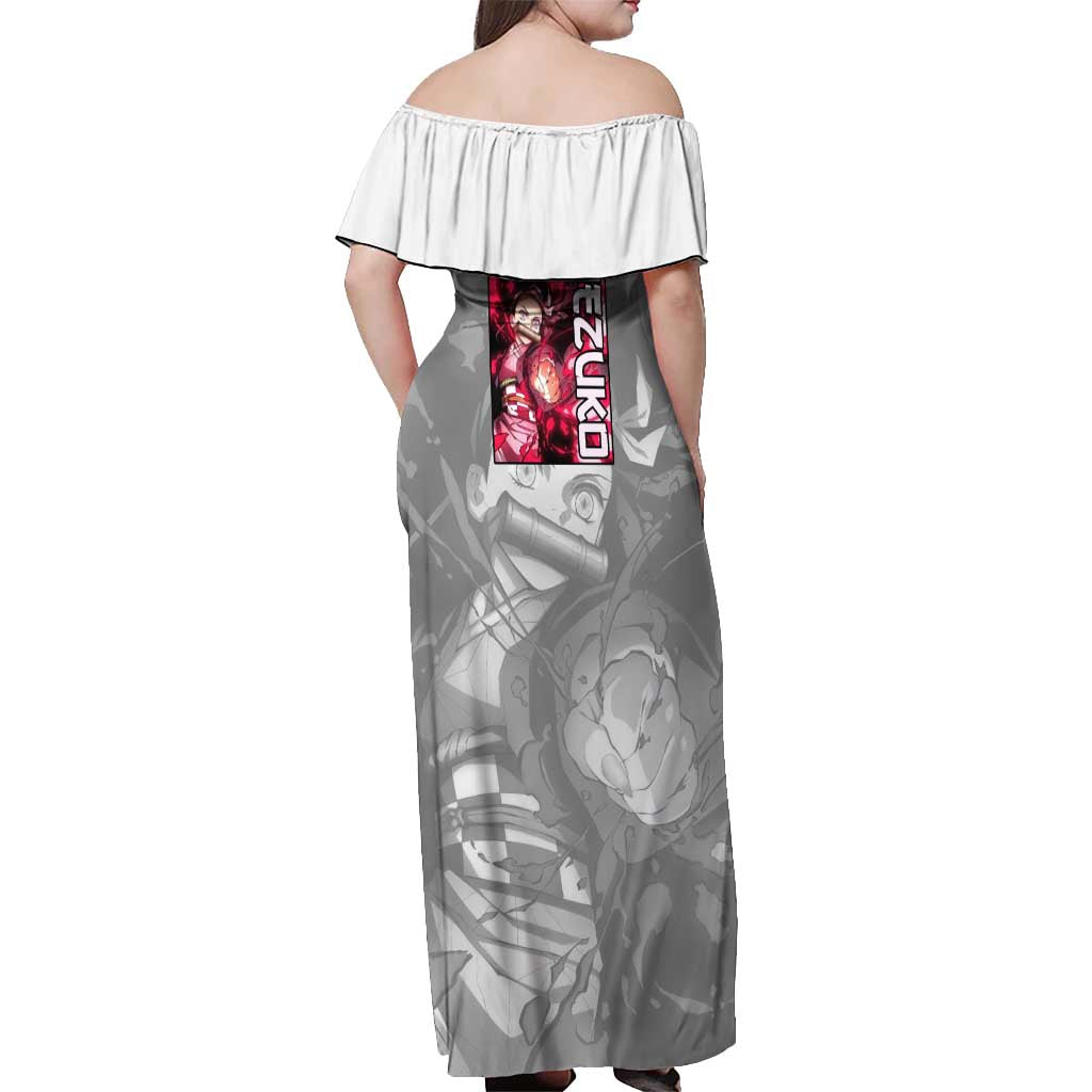 Nezuko Kamado - Demon Slayer Off Shoulder Maxi Dress Anime Style