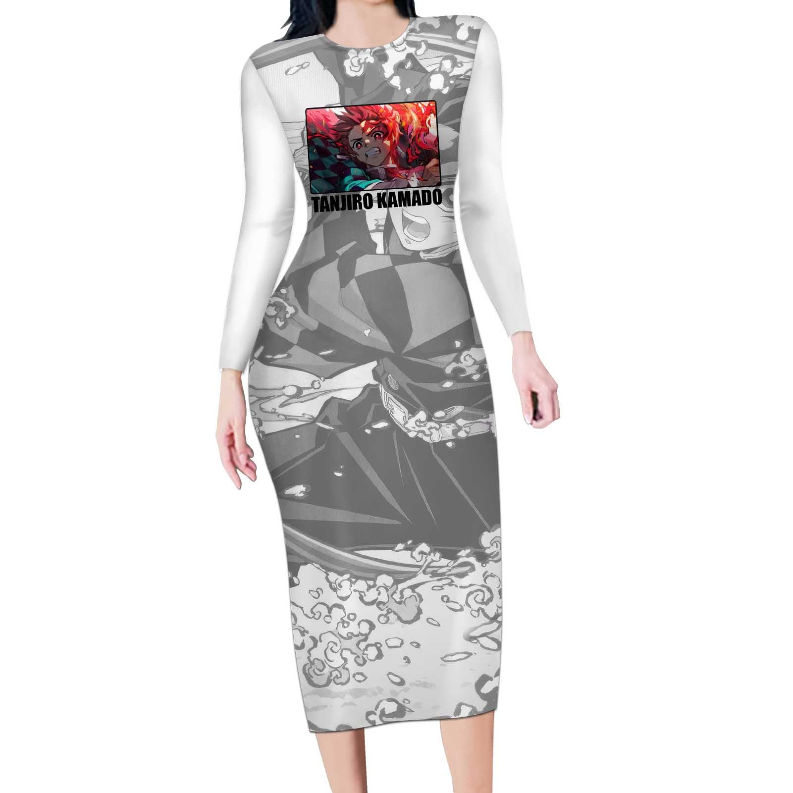 Tanjiro Kamado - Demon Slayer Long Sleeve Bodycon Dress Anime Style